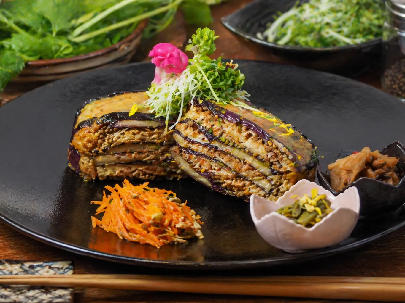 茄子ぎょうざプレート
